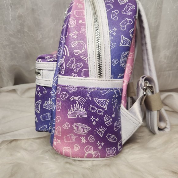 Loungefly Disney Parks Ombre Purple Pink Icons Mini Backpack Bag main image 4